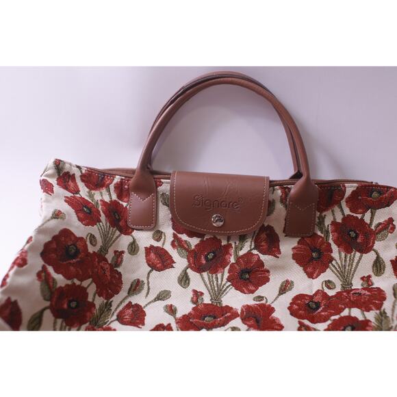 Tapestry, Embroidered, Signare, Poppies, Tote Bag, Red Flowers, Purse, Handbag, - Picture 2 of 4